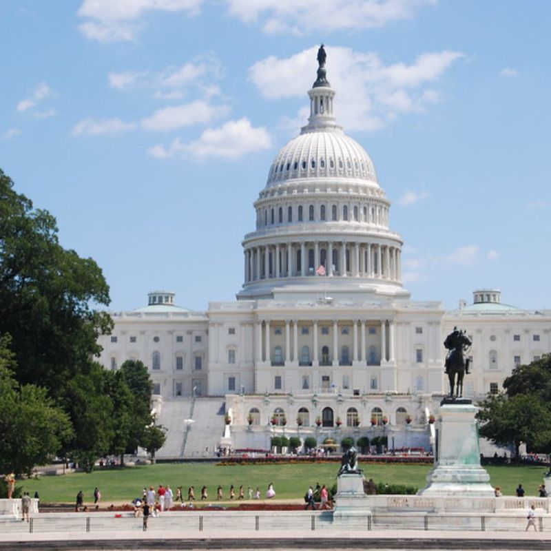 U.S. Capitol building and blue skies