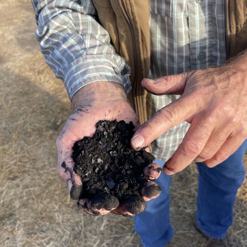 Man holds soil in his hand